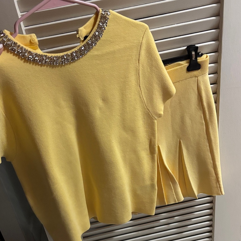 Zara Yellow Embellished Blouse & skirt